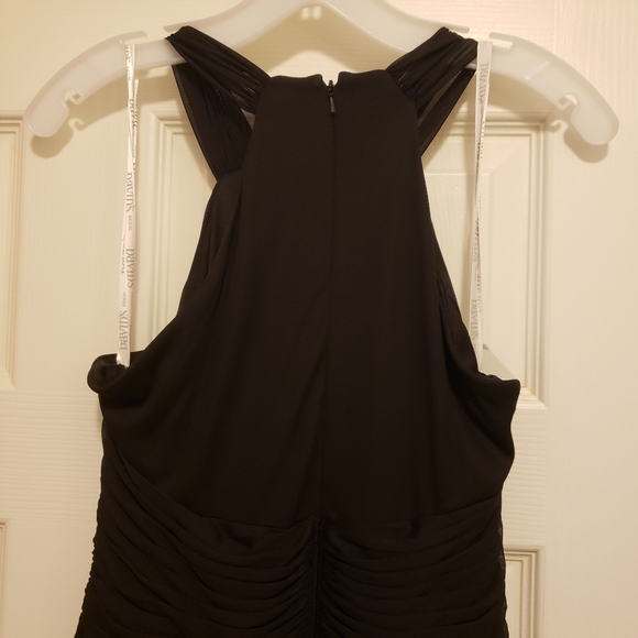 David's Bridal High Neck Mesh Halter Long Dress - Picture 5 of 10